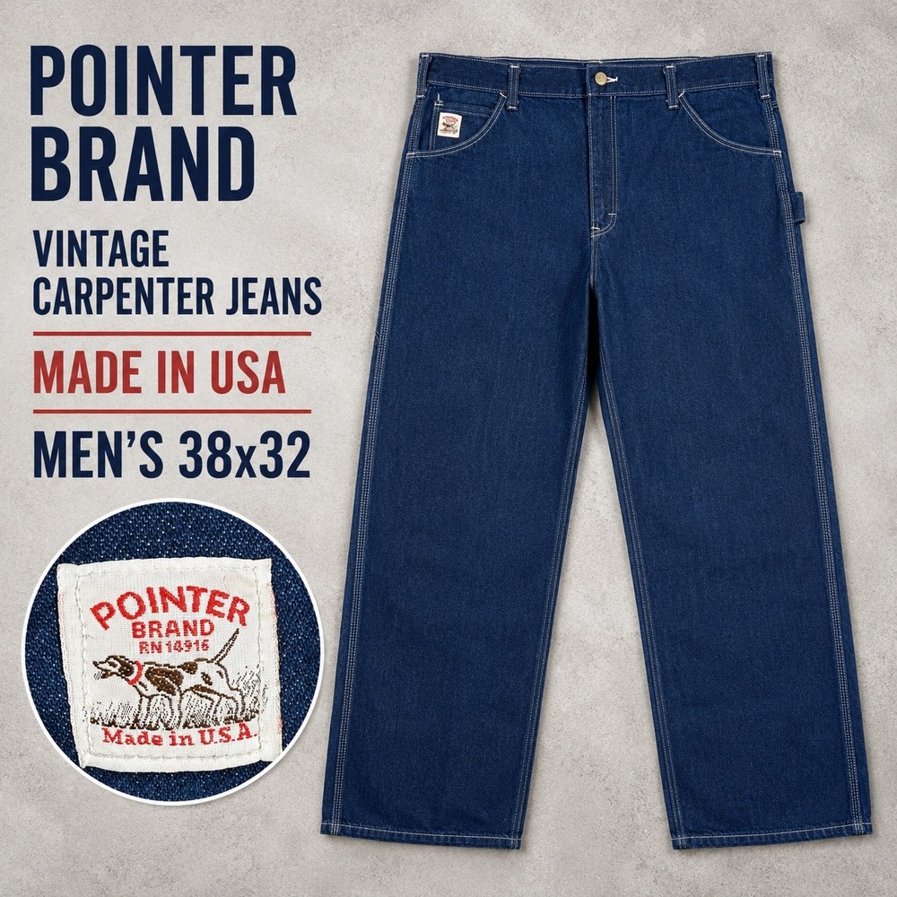 Pointer Brand Mens Carpenter Jeans Blue Denim Made in USA L.C. King 38x32